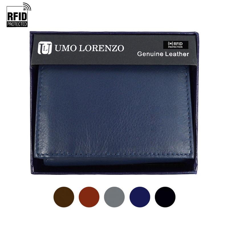 RFID Genuine Leather Tri-Fold Wallet
