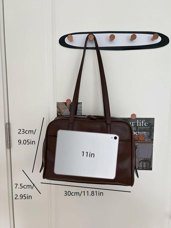 Women's Solid Color Tote Bag, Fashionable Large Capacity Shoulder Bag for Work & Commuting, Casual Trendy Versatile High-quality Daily Commuting Bag