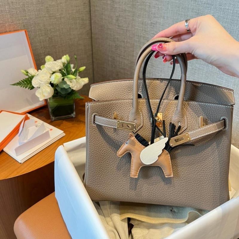 2024 New Bags Birkin Bag Women's Handbag Kelly Closed-Toe Layer Leather One-Shoulder Crossbody Advanced Texture Commuting