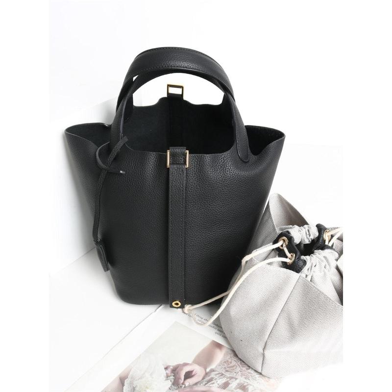 Togo First Layer Cowhide H Home Food Basket 2024 New Fashion Soft Cowhide Bucket Bag Hand Holding Tote