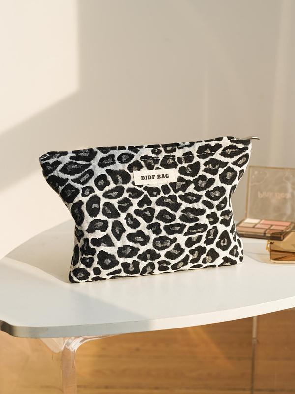 Leopard Pattern Large Capacity Cosmetic Storage Bag, Portable Zipper Makeup Organizer Pouch, Versatile Storage Bag for Travel & Daily Use