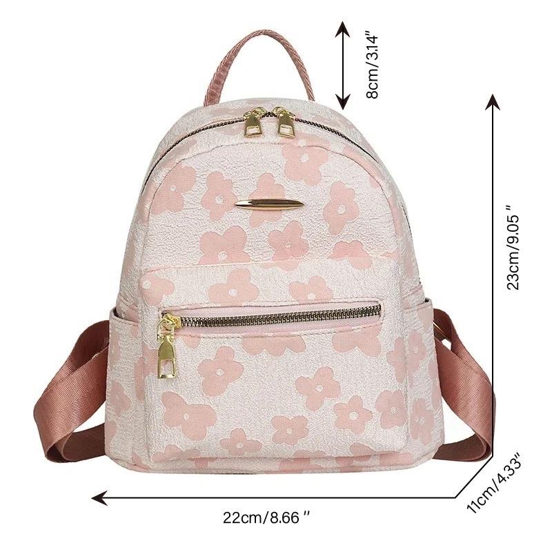 Multi-Function Flower Print Ladies School Backpack Bag for Women - PU Leather Shoulder Mini Small Backpack with Phone Pouch