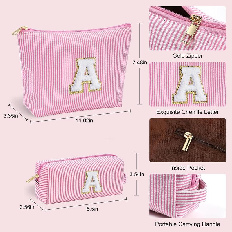 Christmas Gifts for  | Personalized Initial Makeup Bag Pink Cosmetic Bag Travel Toiletry Bag Girlfriend Teacher Gifts 11 12 13 14 15 16 Years Old Girl Gifts Teen Girl Gifts Trendy Stuff A