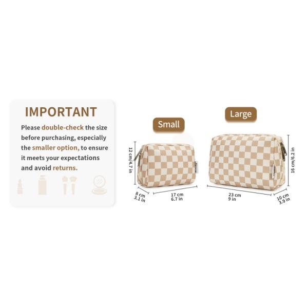 Large Checkered Makeup Bag Zipper Pouch Travel Cosmetic Bag Organizer for Women