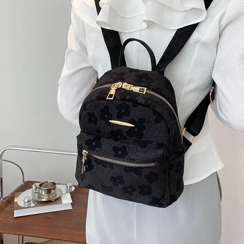 Multi-Function Flower Print Ladies School Backpack Bag for Women - PU Leather Shoulder Mini Small Backpack with Phone Pouch