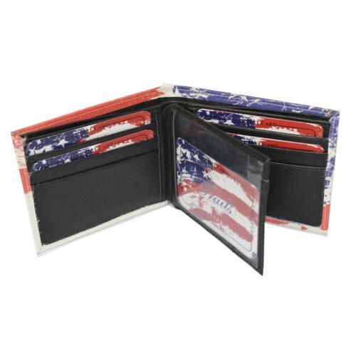 Leatherboss Men Exotic Patriotic USA American Flag Wallet with printed gift box