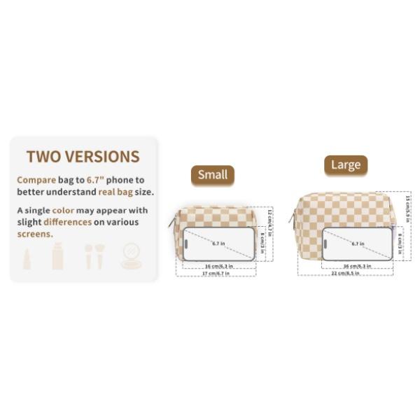 Large Checkered Makeup Bag Zipper Pouch Travel Cosmetic Bag Organizer for Women