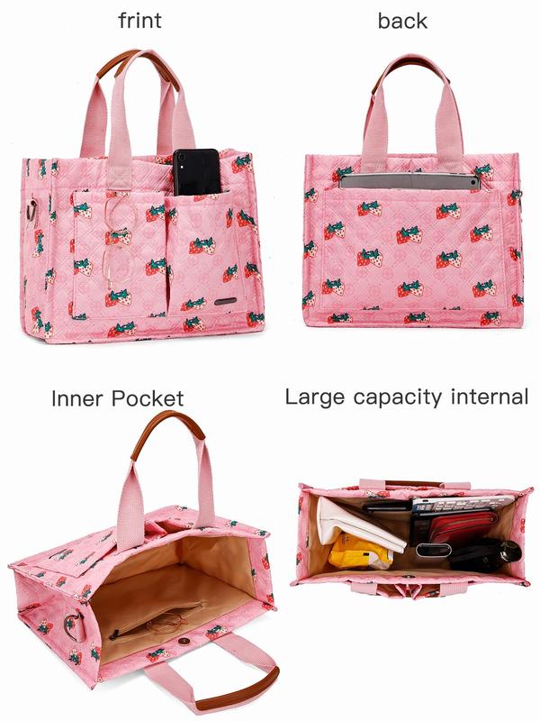 Women's Fashionable Random Print Tote Bag Set, Large Capacity Multi-pocket Shoulder Bag & Pouch, Casual Trendy Versatile High-quality Daily Commuting Bag Set