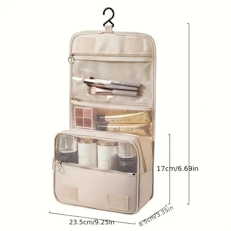 Large Capacity Zipper Makeup Bag, 1 Count Portable Travel Cosmetic Organizer with Hook, Versatile Storage Bag for Travel