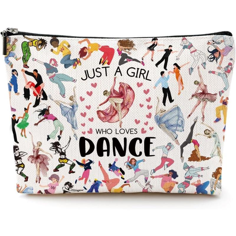 Dance Gifts Dance Makeup Bag Dance Recital Gifts for Girls Dancer Gifts for Girls Dance Stuff Cosmetic Bag Toiletry Bag Zipper Pouch for Women Sister Dance Lover Teacher Birthday Friendship