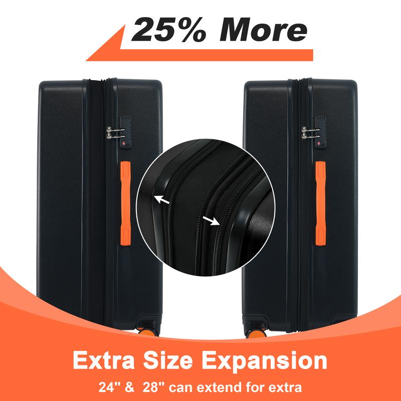 NEW ARRIVAL Merax Contrast Color Hardshell Luggage 24inch Expandable Spinner Suitcase with TSA Lock Lightweight
