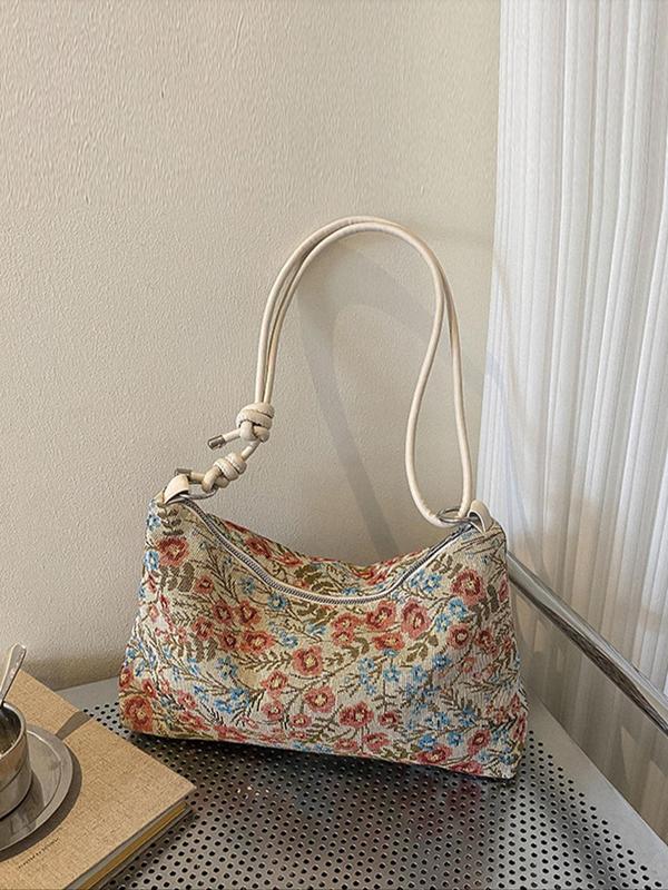 Women's Floral Pattern Shoulder Bag, Fashionable Large Capacity Shoulder Bag for Daily Used, Casual Trendy Versatile High-quality Daily Commuting Bag, Girl Fashionable Shopping Bag