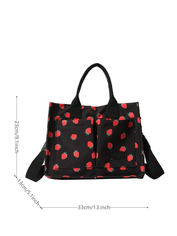 Letter Label Decorated Tote Bag, Summer Large Capacity Shoulder Bag for Women & Men, Casual Trendy Versatile Fashionable Commuting Shopping Bag