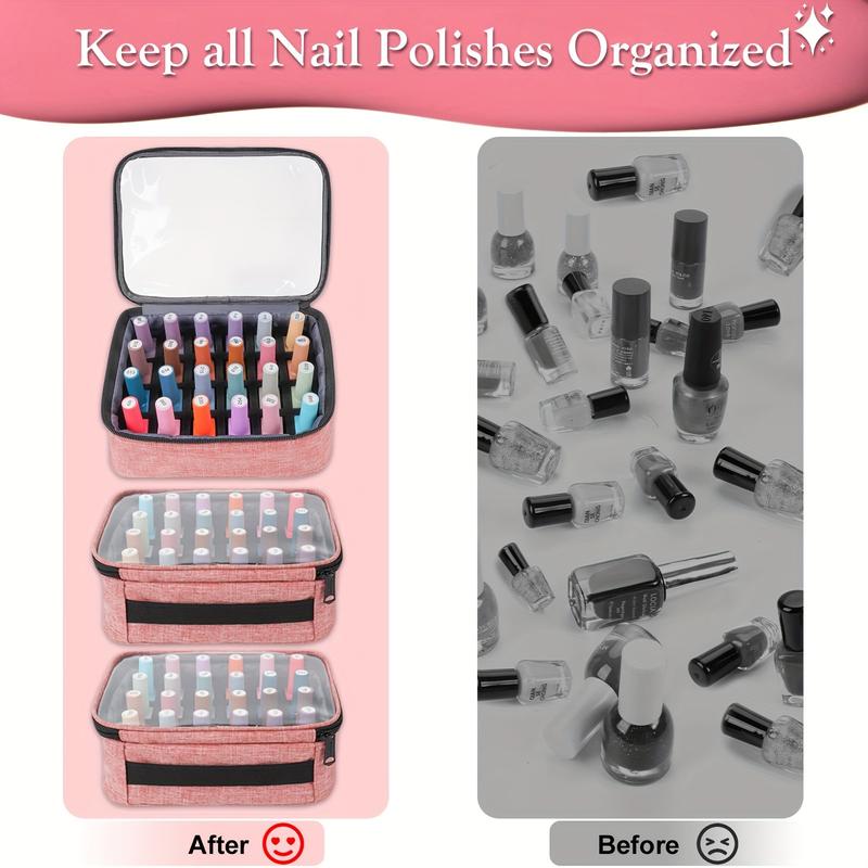 Nail Polish Organizer Holds 72 Bottles (15ml-0.5 Fl.oz) Large Nail Polish Carrying Case With 3 Removable Pouches And 4 Zippered Pockets For Manicure Tools, Supplies, Nail Lamp, Halloween Gift For Women