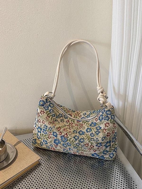 Women's Floral Pattern Shoulder Bag, Fashionable Large Capacity Shoulder Bag for Daily Used, Casual Trendy Versatile High-quality Daily Commuting Bag, Girl Fashionable Shopping Bag