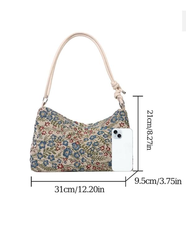 Women's Floral Pattern Shoulder Bag, Fashionable Large Capacity Shoulder Bag for Daily Used, Casual Trendy Versatile High-quality Daily Commuting Bag, Girl Fashionable Shopping Bag