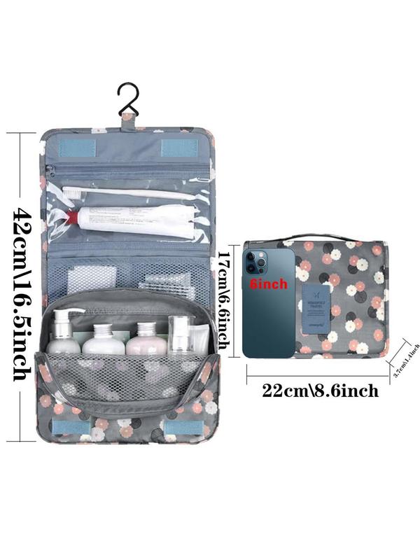 Floral & Leopard & Flamingo Pattern Toiletry Bag, Large Capacity Travel Cosmetic Bag, Hanging Toiletry Bag, Waterproof Toiletry Pouch Bag