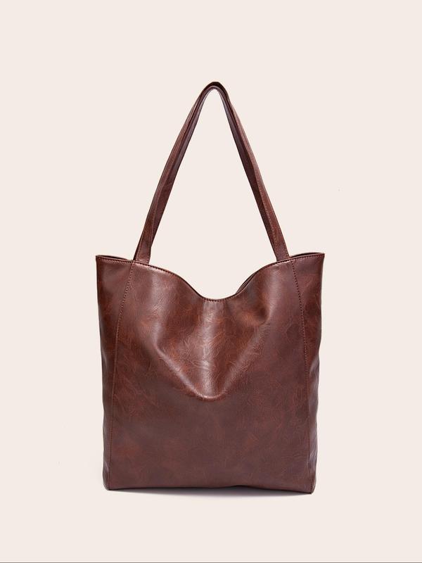 Women's Fashion Colorblock PU Leather Tote Bag, Casual Large Capacity Shoulder Bag For College Student, Rookies & White-collar Workers Perfect For Office, College, Work,Business, Commute