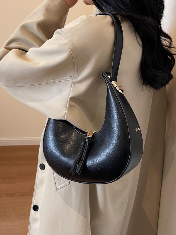 Women's Solid Color Hobo Bag, Fashionable PU Leather Handbag for Daily Used, Casual Trendy Versatile High-quality Daily Commuting Bag