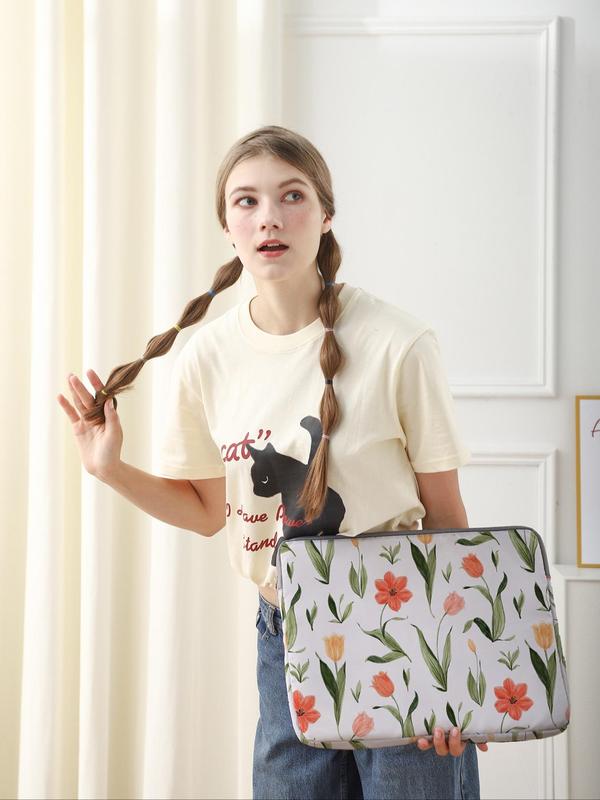 Floral Pattern Laptop Bag, Soft Laptop Cover, Laptop Zipper Storage Bag, Suitable for Laptop, Tablet Cover, Laptop Accessories