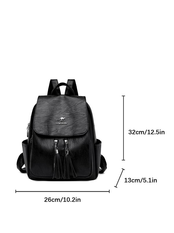 Women's Fashionable Tassel Decor Backpack, Casual Large Capacity School Backpack, Lightweight Backpack for Women & Girls for Daily Use