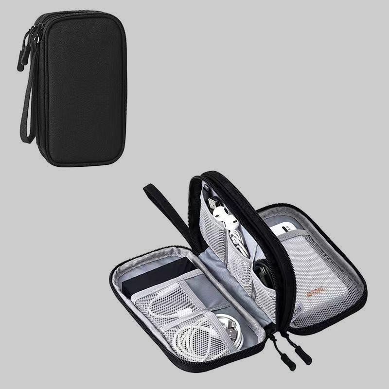 Solid color Portable Double Layer Makeup Storage Box, 1 Count Cable Storage Bag, Waterproof Stationary Storage Container for Summer Outdoor Travel, Gift for her him
