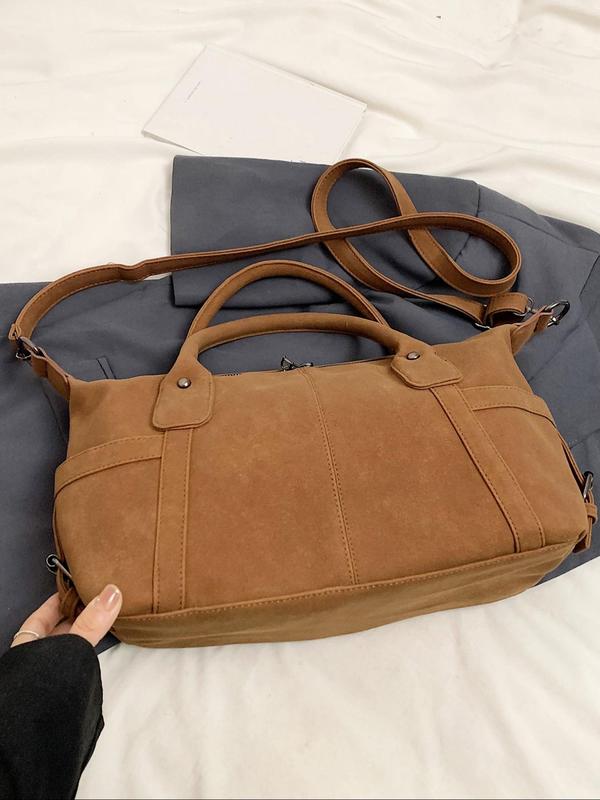 Women's Elegant Solid Color Tote Bag, Fashionable Large Capacity Shoulder Bag for Work & Daily Used, Casual Trendy Versatile High-quality Daily Commuting Bag