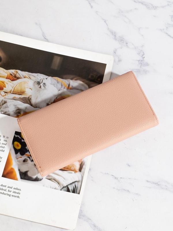 Women's Elegant Letter Design Solid Color Long Wallet, Trendy Versatile Card Holder, All-match Business Card Holder for Daily Use