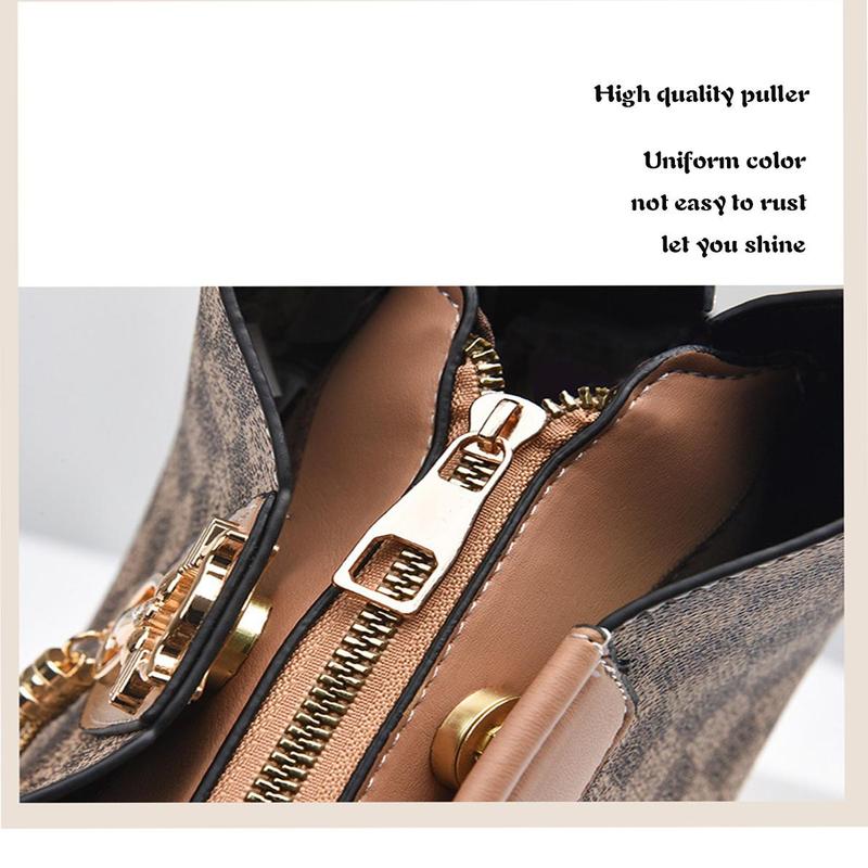 2024 New Fashion Print Women's Shoulder Bag PU Material and Multi-layer Design Bucket Bag Casual and Versatile Crossbody Bag Gifts for Mom and Girlfriend