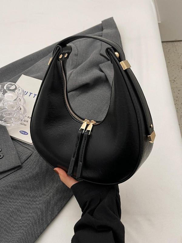 Women's Solid Color Hobo Bag, Fashionable PU Leather Handbag for Daily Used, Casual Trendy Versatile High-quality Daily Commuting Bag