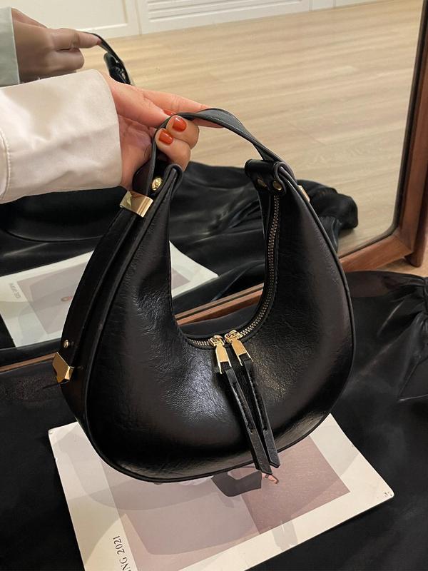 Women's Solid Color Hobo Bag, Fashionable PU Leather Handbag for Daily Used, Casual Trendy Versatile High-quality Daily Commuting Bag