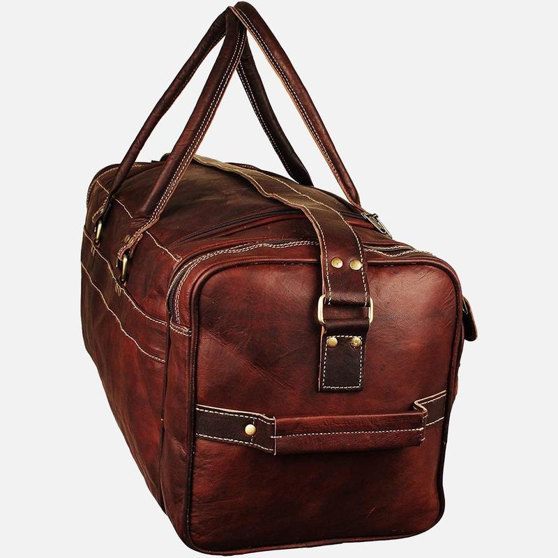 Men's Leather Weekend Travel Duffel Bag . bag smart