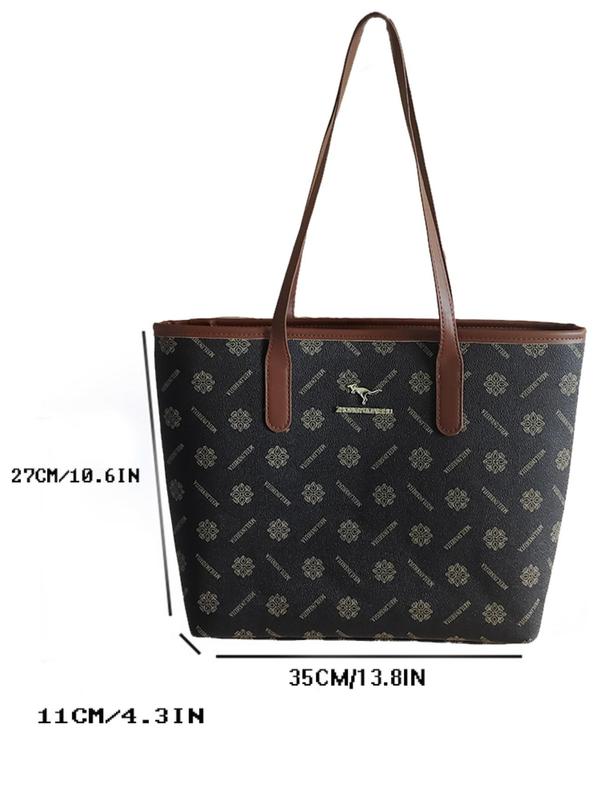 Fashionable Large Capacity Tote Bag, All Over Pattern Shoulder Bag for Women, Casual Trendy Versatile High-quality Daily Commuting Bag, Girl Fashionable Shopping Bag