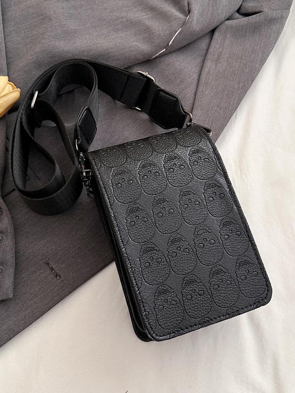 Fashionable Skull Pattern Crossbody Bag, Punk Style Chain Handbag for Women, Casual Trendy Versatile High-quality Daily Commuting Bag