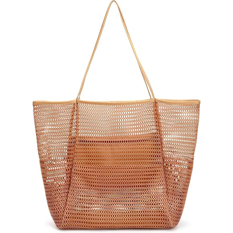 Beach Mesh Tote Bag, Casual Tote Bag Hobo for Women Foldable 23L Shoulder Handbag Bag Pool Swimming Bag Accessories