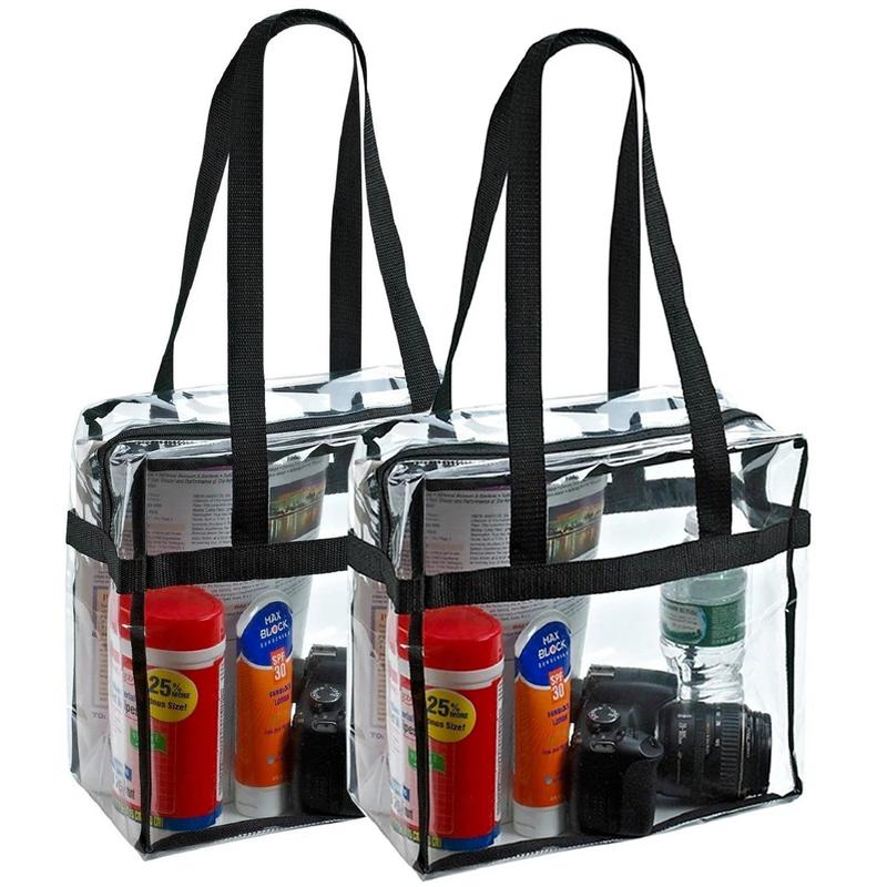 2X Clear PVC Tote Bag Women Large Transparent Handbag Zip Purse Stadium Security for Work, School, Gym, Yoga, and Travel