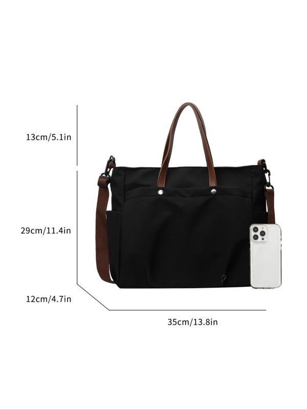 Women's Solid Color Canvas Tote Bag, Fashionable Large Capacity Shoulder Bag for Work & Daily Used, Casual Trendy Versatile High-quality Daily Commuting Bag