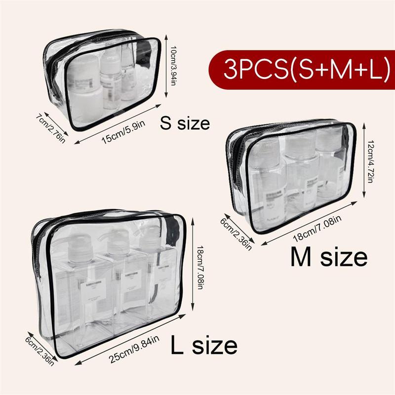 Clear Makeup Bag, 3pcs set Multi-size Waterproof Travel Toiletry Bag, Zipper Cosmetic Bag, Makeup Accessories Organizer For Women Men, Vacation, Bathroom And Organizing, Gifts for Spring