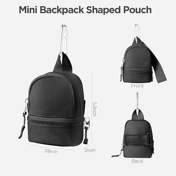 Babysun Mini Backpack Keychain Wristlet Pouch Small Change Coin Purse Cute Zipper Wallet With 3 RFID Card Slots For Women Men Airpods Cosmetics