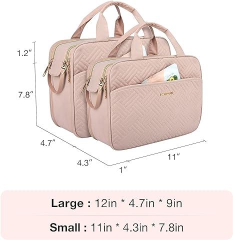 BAGSMART Large Toiletry Bag, Travel Makeup Organizer, Water-resistant Makeup Cosmetic Bag Door Room Essentials Travel Bag for Accessories, Shampoo, Full Sized Container, Toiletries