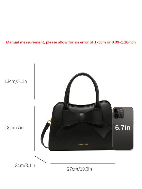 Women's Bow Decorated Crossbody Bag, Fashionable Large Capacity Shoulder Bag with Adjustable Strap, Casual Trendy Versatile High-quality Daily Commuting Bag