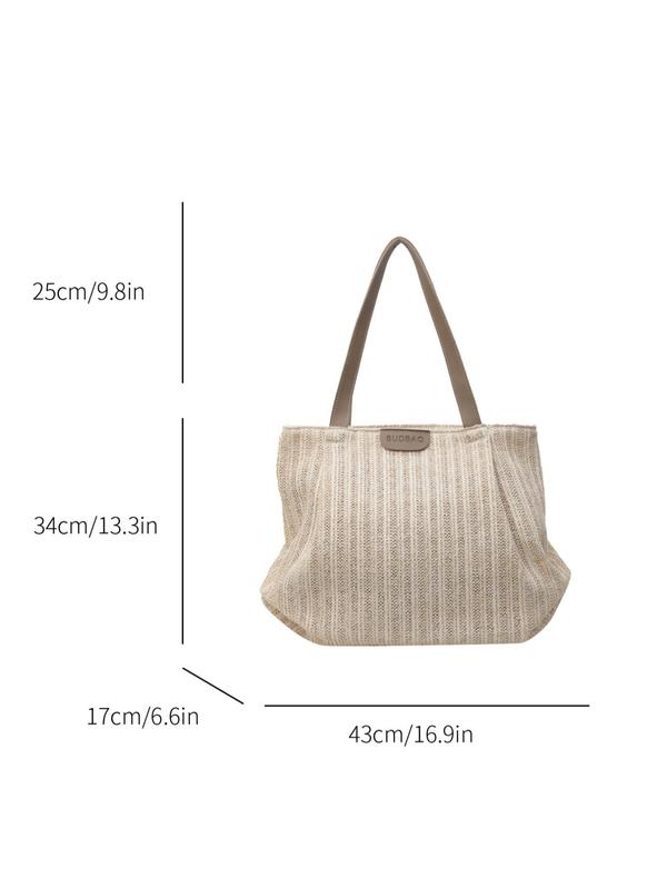 Women's Fashionable Straw Tote Bag, Large Capacity Shoulder Bag, Summer Beach Bag, Trendy Versatile High-quality Daily Commuting Bag, Girl Fashionable Shopping Bag