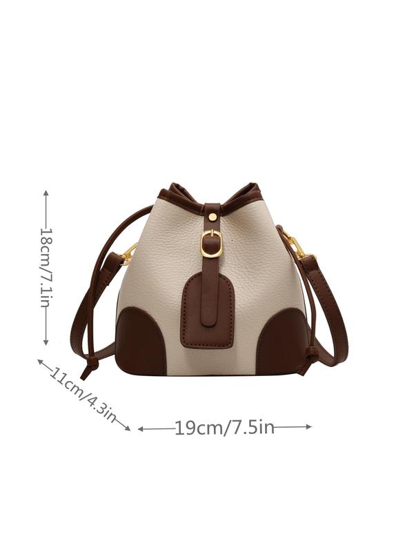 Women's Elegant Colorblock Bucket Bag, Casual Versatile Large Capacity Crossbody Bag, Fashionable Crossbody Bag for Daily Use