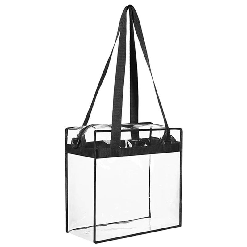 2X Clear PVC Tote Bag Women Large Transparent Handbag Zip Purse Stadium Security for Work, School, Gym, Yoga, and Travel