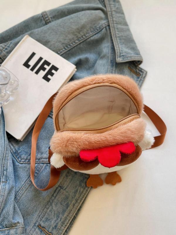 Cute Cartoon Chicken Design Crossbody Bag, Novelty Animal Design Plush Crossbody Bag, Fashionable Bag for Women & Girls