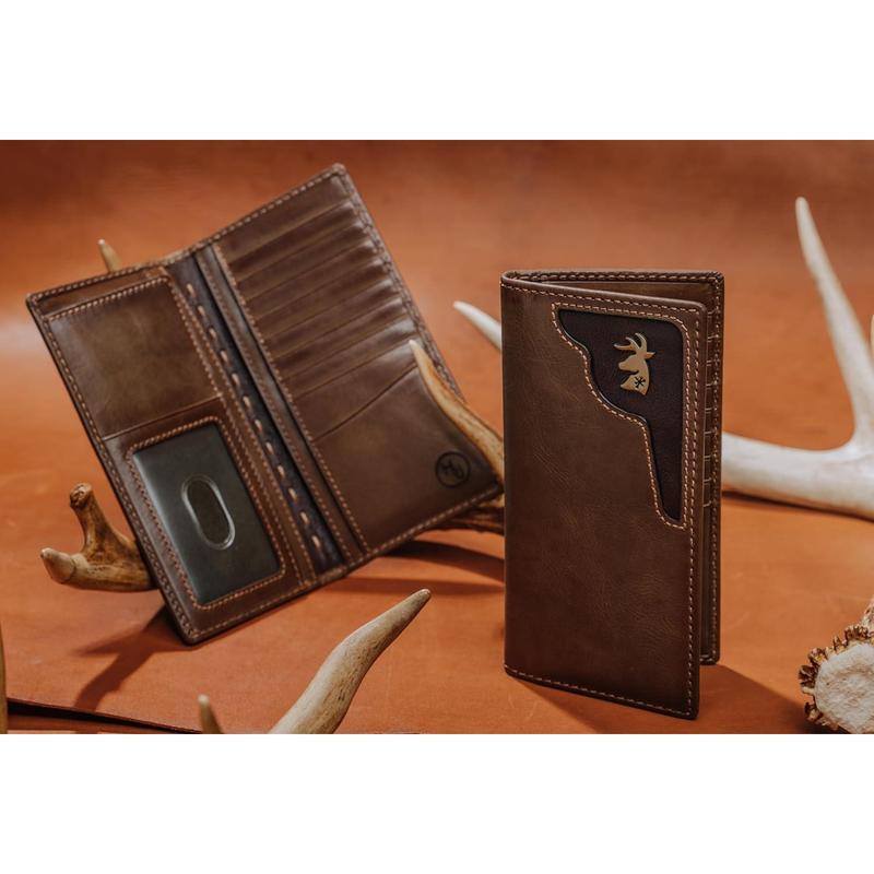 Deer Ornament Long Bifold Wallet | Rodeo Wallet | Handburnished Full Grain Leather | Deer Hunter Long Wallet For Men