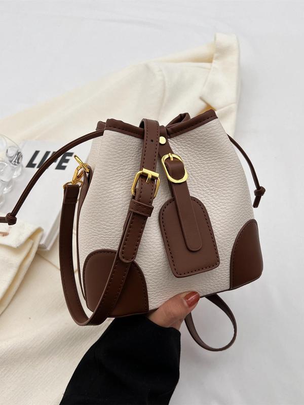 Women's Elegant Colorblock Bucket Bag, Casual Versatile Large Capacity Crossbody Bag, Fashionable Crossbody Bag for Daily Use