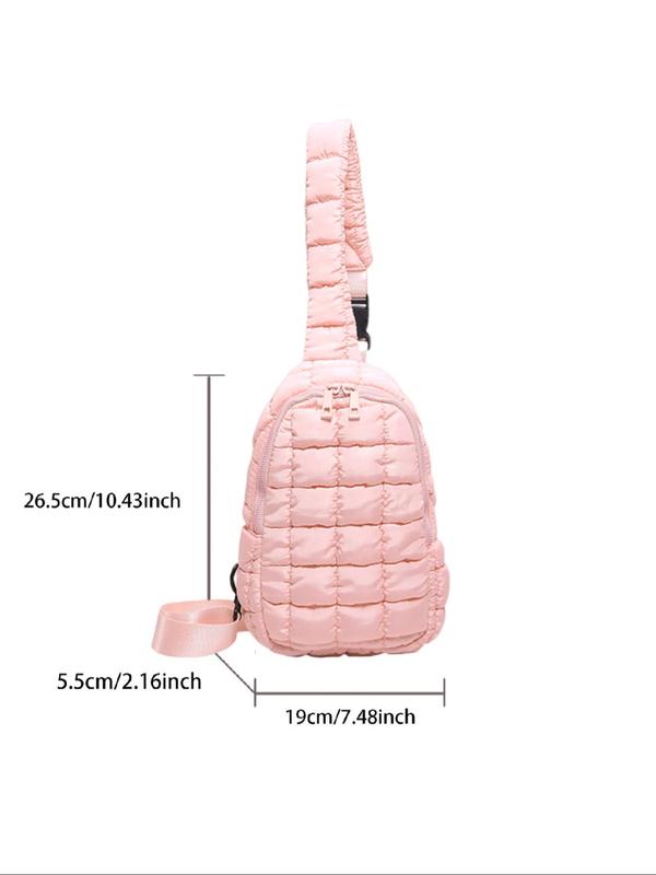 Women's Solid Color Quilted Fanny Pack, Fashionable Lightweight Belt Bag for Daily Commute, Casual Versatile Zipper Chest Bag for Women