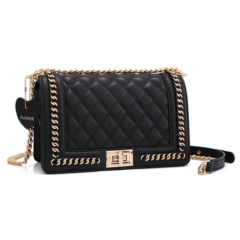 D40-Women's chain pleated diamond square bag small fragrant armpit shoulder bag