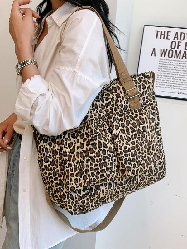 Fashion Leopard Pattern Tote Bag, Casual Versatile Shoulder Bag for Women, Trendy All-match Bag for Daily Use